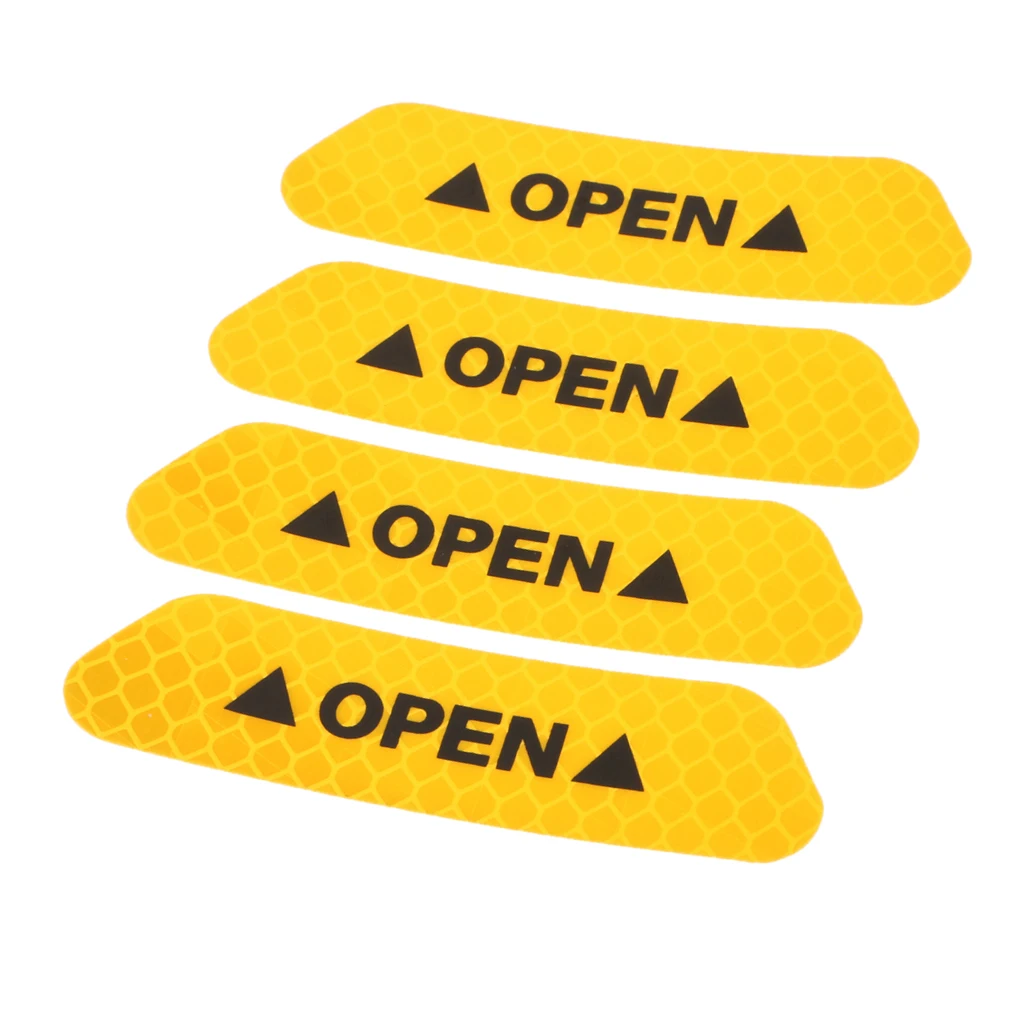 4 Pieces Car Door Open Sticker Reflective Safety Warning Auto Decal Film Easy to Clean 93*25mm 