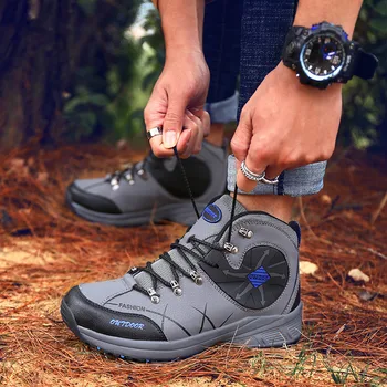

Large Size High-Top Non-slip Waterproof Hiking Shoes MD Rubber Sole Outdoor Leisure Sneakers Breathable Men's Fashion Shoes