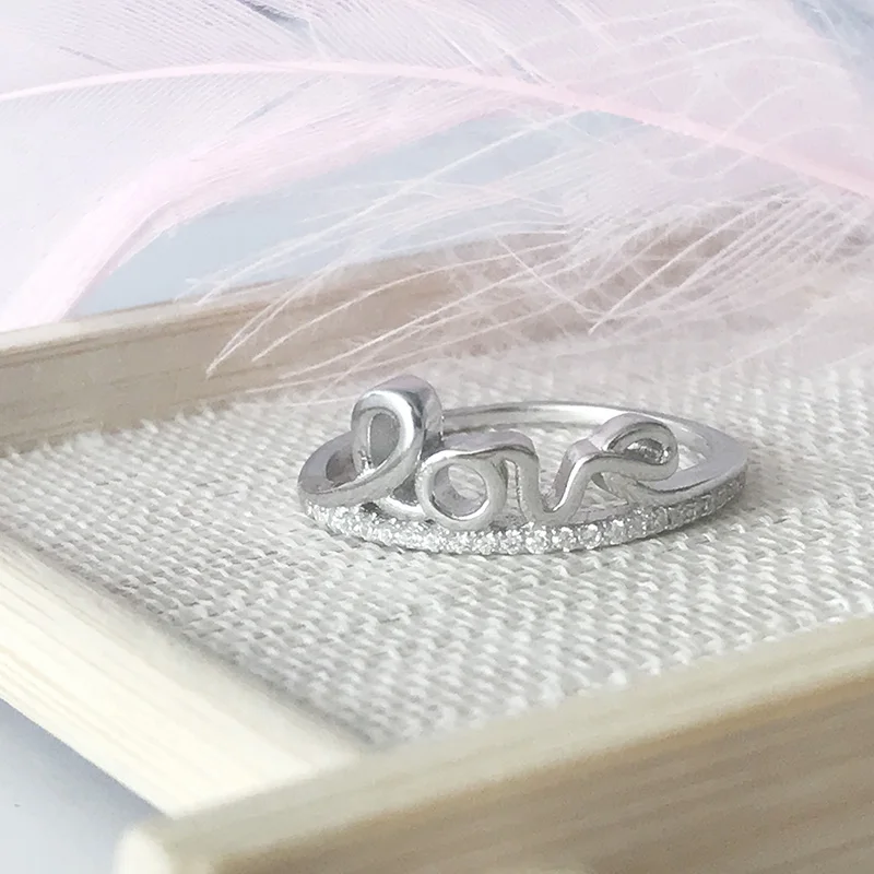 2020 NEW Romantic LOVE Rings for Women Wedding Engagement Authentic 925 Sterling Silver Jewelry Gifts lovers | Украшения и