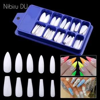 

100pcs Mix Acrylic False Fake Nail Long Almond Ballerina False Nails Artificial Transparent/Natural/white Full Cover Fake Nail
