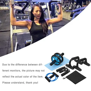 

Five In One Fitness Equipment Neutral Steel + Pu + TPE AB Roller Push Up Rope Skipping Spring Exerciser