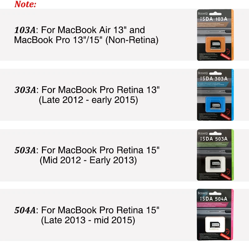 BaseQi Aluminum Micro SD/TF Memory card adapter Expand Storage SD Card reader for MacBook Pro Retina 13\