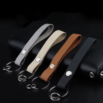

2 Pcs Simple Genuine Cow Leather Key Chain Car Keyring Handmade Creative Best Gift Car Keychain for Mercedes Audi Motorcycle Key