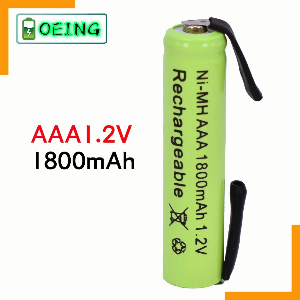 2021 Ni Mh 1.2V AAA Rechargeable Battery Cell, 1800mah, with Solder