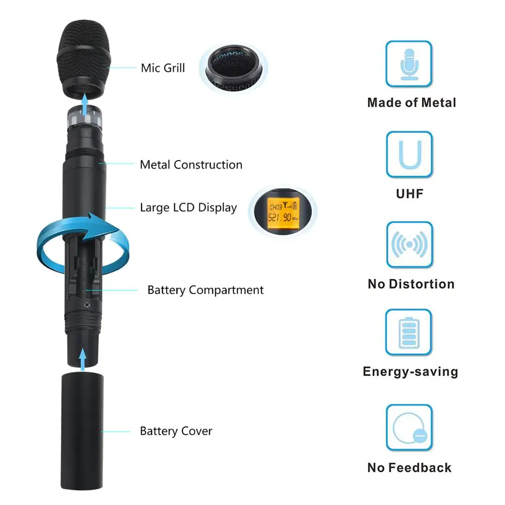 XTUGA A-400 Metal Material 4-Channel UHF Wireless