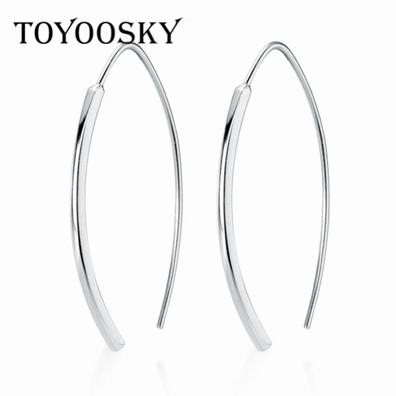

925 Sterling Silver Minimalist One Word Design OL Earrings Handmade Contracted Fashion Jewelry