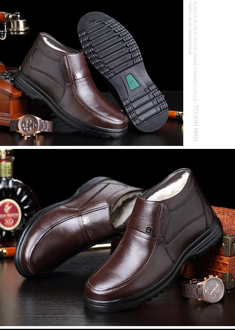 Новые зимние уличные кожаные мужские ботинки из чистой шерсти Высокие Сапоги Походные сапоги модные сапоги Нескользящие теплые ботинки дизайнерские