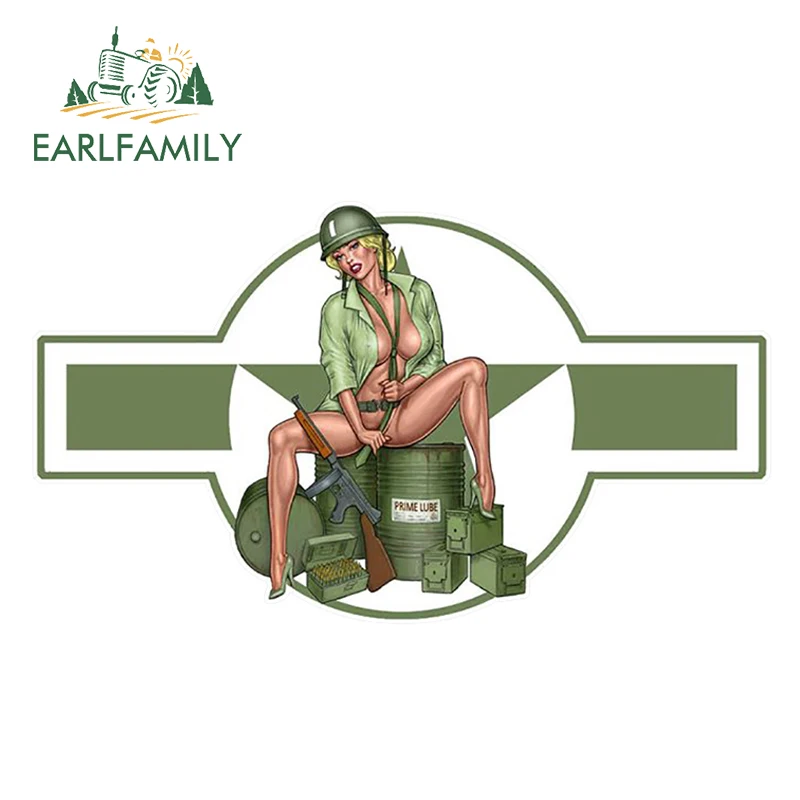 EARLFAMILY 13 см x 7,4 см Pin Up US ARMY стикер Забавный автомобильный Стайлинг Авто Мотор внедорожник виниловые графические автомобильные наклейки s водонепроницаемые наклейки