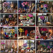 RUOPOTY Painting By Number Vase DIY Frame Picture By Numbers Flowers Wall Art Acrylic Canvas Painting For Decoration