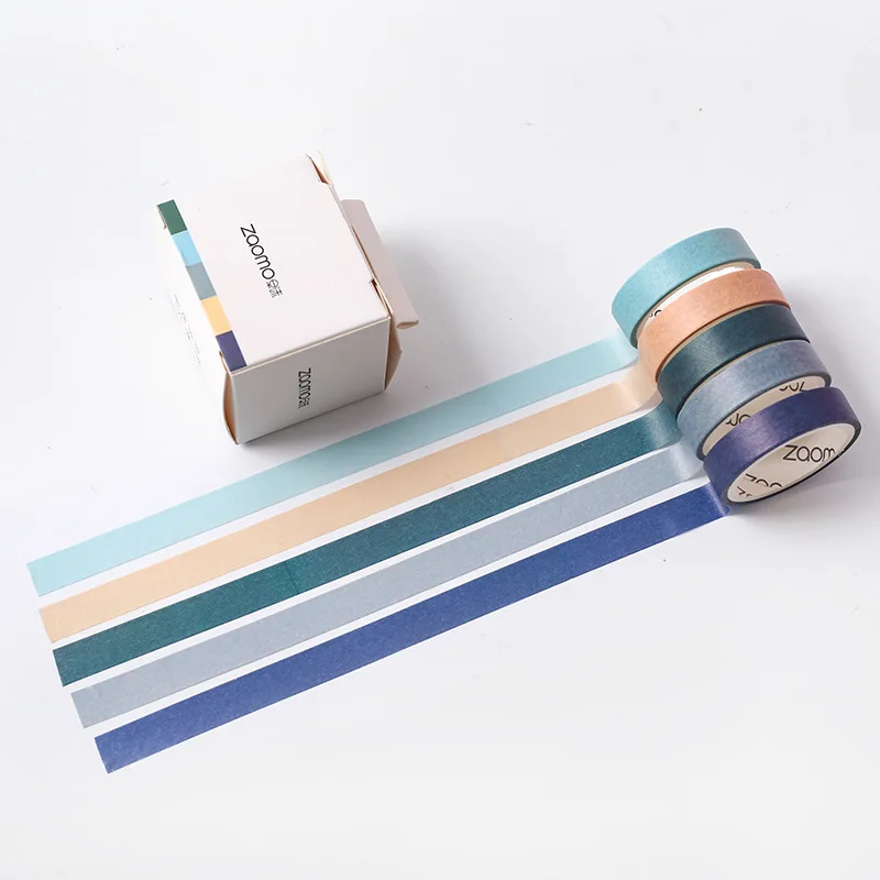 5Pcs/pack Simple Solid Color Masking Tape Set Kawaii Muji Washi Tape Diary Journal Decor Adhesive Tape Christmas Washi Tape D20 - Цвет: 01