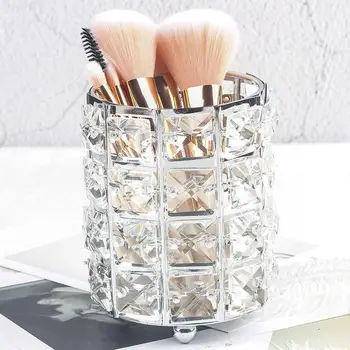 

5Crystal Storage Box European Style Makeup Organizer Metal Eyebrow Pencil Lipstick Holder Makeup Brush Holder Cosmetic Organizer