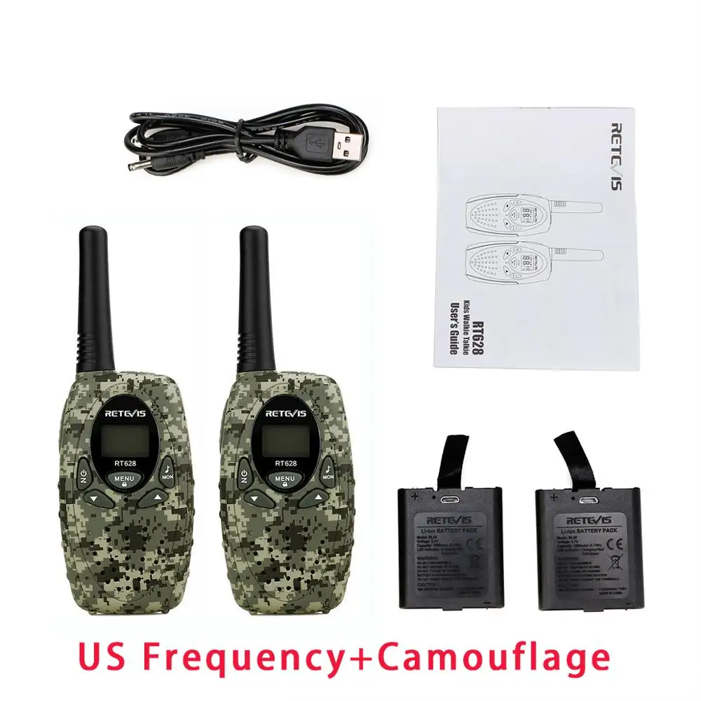 Camouflage US Freq 2 шт. Retevis RT628 перезаряжаемая детская рация PMR446 PMR FRS VOX мини двухстороннее радио Рождественский подарок на год - Цвет: Camouflage US Freq