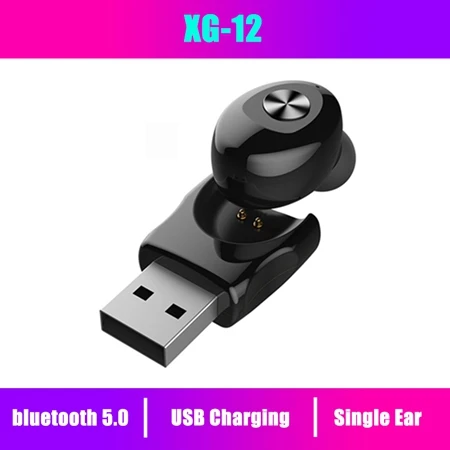 Новинка Q32 TWS 5,0 Bluetooth наушники с шумоизоляцией беспроводные наушники игровая гарнитура с микрофоном 2000 мАч светодиодный водонепроницаемый внешний аккумулятор - Цвет: XG-12 Single Ear USB