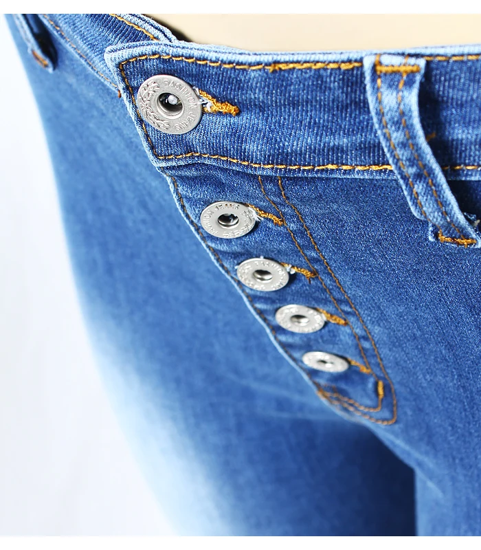 2222 Youaxon Новое поступление европейский размер Кнопка Fly Джинсы женские размера плюс высокая талия эластичные джинсы-скинни трусы для женщин
