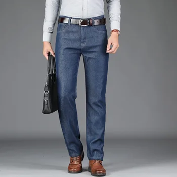 

Odinokov 2019 Warm Jeans High Quality Famous Brand Autumn Winter Jeans Warm Flocking Warm Soft Men Jeans