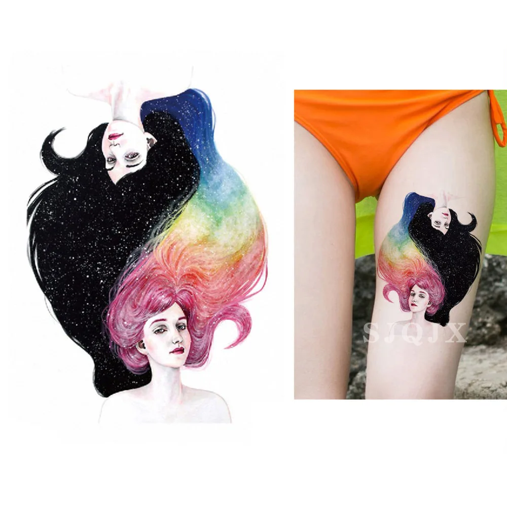 Водонепроницаемый боди-арт поддельные татуировки Акварельные Цветы персонаж мультфильма животное временные татуировки наклейки для женщины руки бедра - Цвет: I
