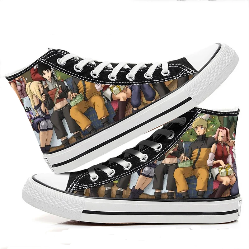 Модная Повседневная парусиновая обувь в стиле Харадзюку для костюмированной вечеринки в стиле аниме «Наруто» с граффити; Студенческая обувь в стиле хип-хоп