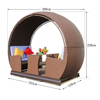 

Outdoor garden furniture rattan chair swing sofa hanging chair tea table sets with ceiling