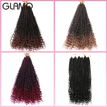 

GLAMO 18" River Crochet Box Braids With Curls Boho Braids 12 Strands Goddess Box Braids Crochet Hair Extensions Curly Ends
