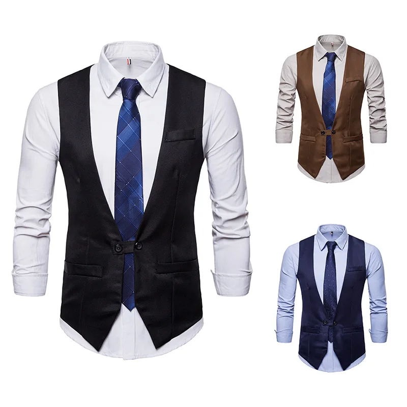 

Men V-neck Dress Vests Chaleco Sleeveless Gilet Slim Formal Slim Sleeveless Vest Waistcoat Men Suit Hombre For Party Wedding