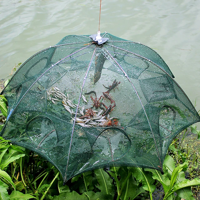 Nylon Steel 4-20 Holes Portable Hexagon Fishing Net for Crayfish Fish Automatic Trap Shrimp Carp Catcher Cage Mesh Net Crab Trap 6