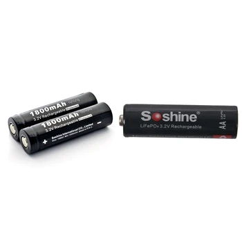 

Soshine 2 Pcs 3.2V 1800Mah Lifepo4 18650 Battery & 1 Pcs 3.2V 700Mah Aa /14500 Lifepo4 Battery for Small Torch