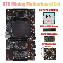 X79 H61 Btc Mining Moederbord 5X Pci-E Ondersteuning 3060 3070 3080 Gpu Met E5 2620 Cpu Recc 4Gb DDR3 geheugen 120G Ssd + Fan