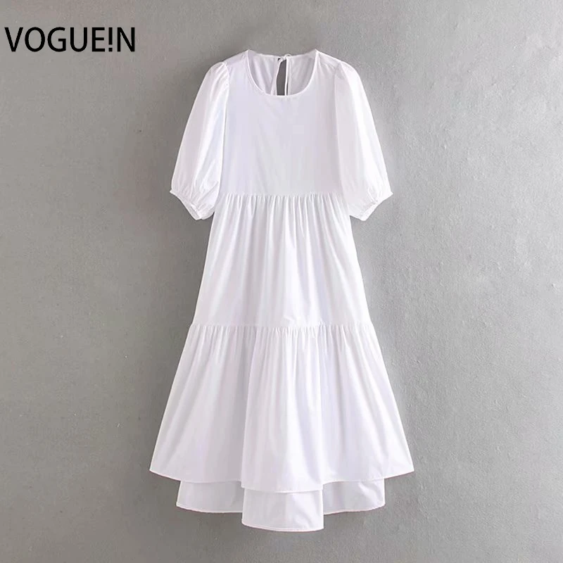 VOGUEIN новые женские повседневные однотонные белые Асимметричные полурукава с