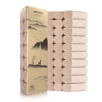 

14 Rolls Paper Tissue Bamboo Pulp Wood Color Table Kitchen Paper Towel Multi-Fold Napkin Print Interesting Toilet Paper Towels