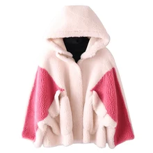 Натуральная шерстяная куртка с мехом пальто с кофта осень-зима Для женщин меховое пальто LF9061