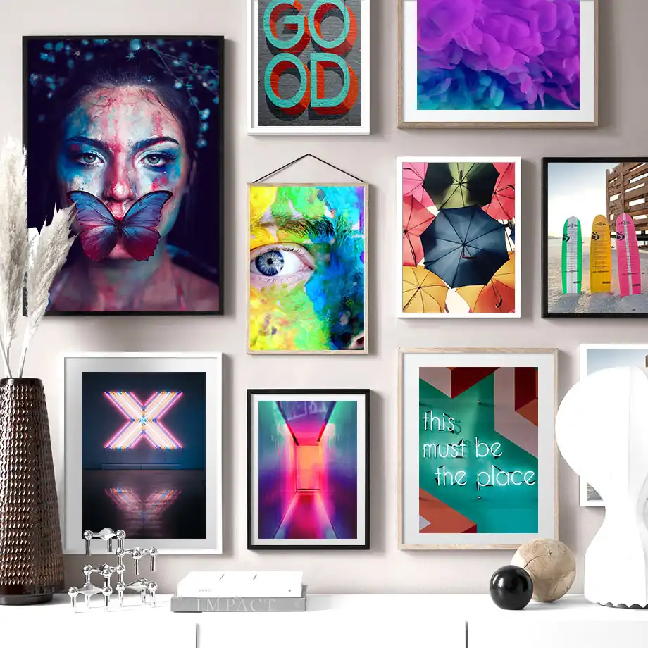 Neon Backlight Colorful Umbrellas Surfboards Wall Art Canvas Painting Nordic Posters And Prints Wall Pictures For Living Room Painting Calligraphy Aliexpress