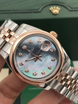 

Classic Stainless Steel Sapphire Watch Women Lady Automatic Mechanical Diamond Silver Rose Gold Blue Shell Datejust 31mm