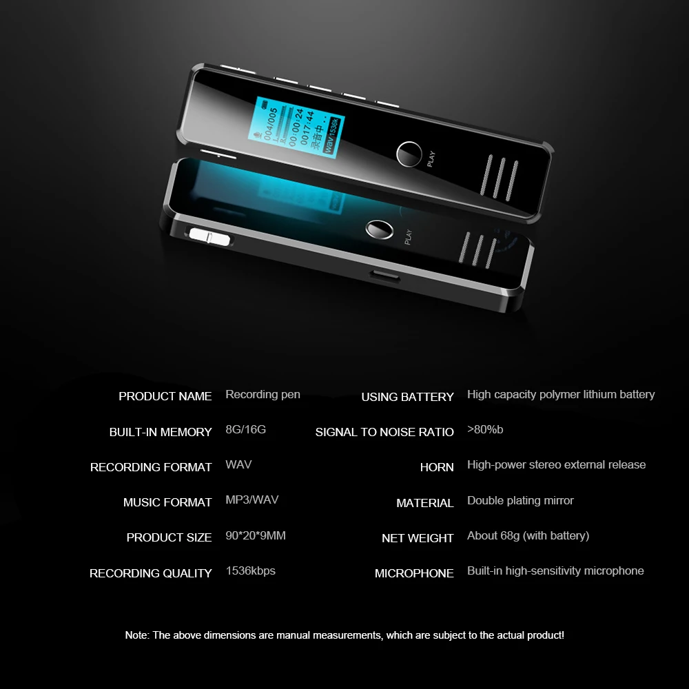 Профессиональный USB диктофон 8 ГБ/4 ГБ перезаряжаемый Цифровой Аудио Звук Диктофон MP3 плеер Поддержка 22 языков