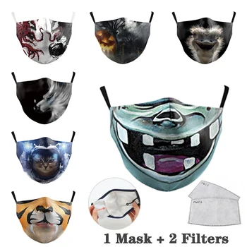 

Masks for Children Mouth Mask PM2.5 Filter Masks Digital Cartoon Washable Cotton Mask Washable Reusable Activated Carbon Filter