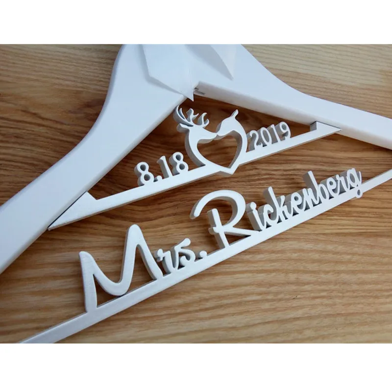 Mrs bridal hanger custom Rose gold wedding wood hangers Bride engraved