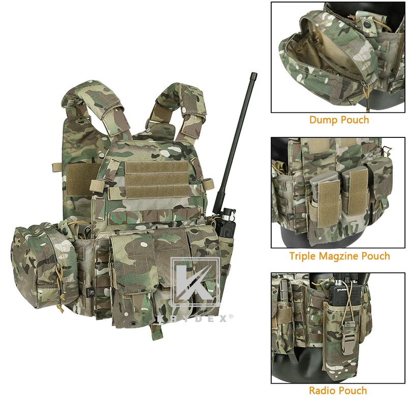 KRYDEX LBT 6094A Тактический модульный жилет Мультикам для переноски тарелок MOLLE