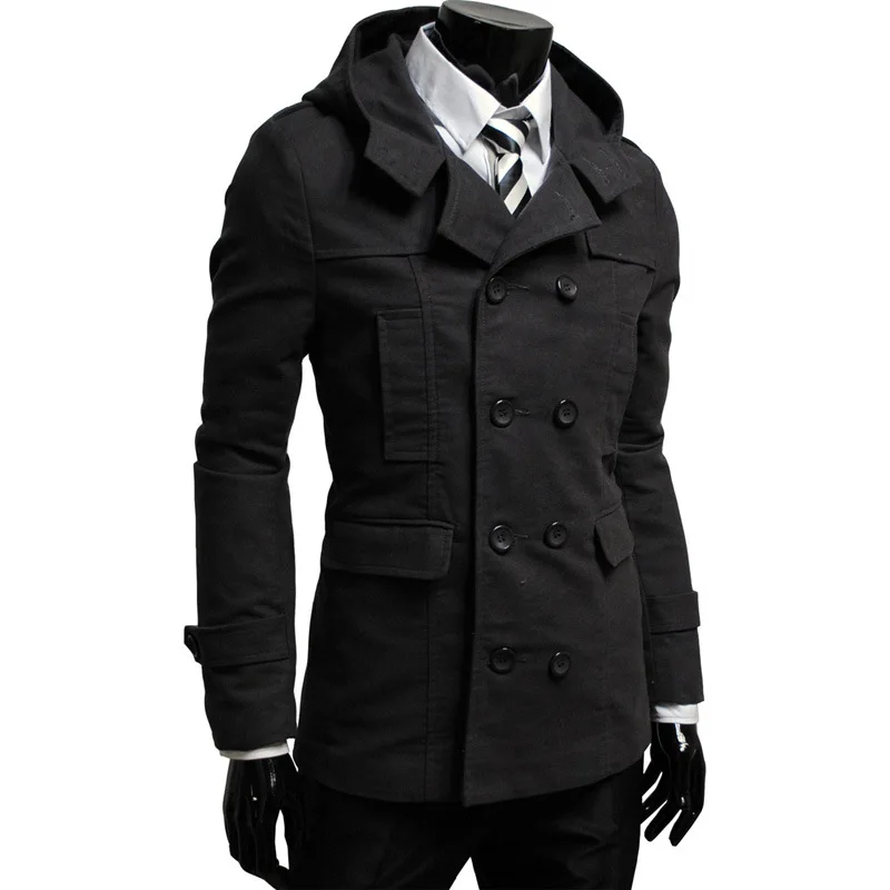 

2017 Spring And Autumn New Style Men'S Wear Casual Double Breasted Hooded Men Korean-style Slim Fit Solid Color Jacket 5606