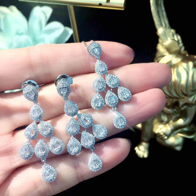 H5566d4ca16994c3bbeed9d6d57f6a4df7 Aazuo 18K Jewelry Set White Gold Real Diamonds Luxury Necklace With Chain 45CM Gift For Women Engagement Dinner Party Au750