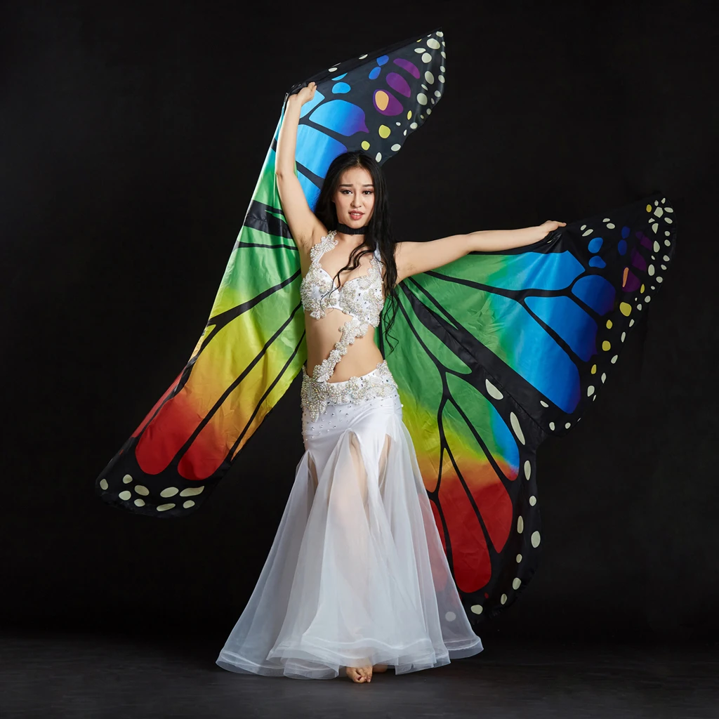 Красочные крылья бабочки Танец живота Костюм Isis крыло египетская танцовщица одежда реквизит для сцены