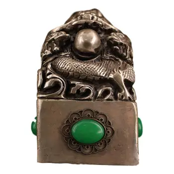 

LaoJunLu Pure Copper Inlaid Gemstone Dragon Seal Imitation antique bronze masterpiece collection of solitary Chinese