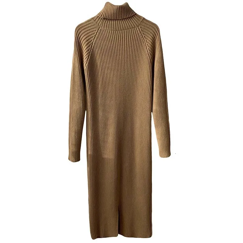 Mooirue, осень, женское платье-свитер, винтажное, с высоким воротом, трикотажное, выше колена, эластичное, женское платье