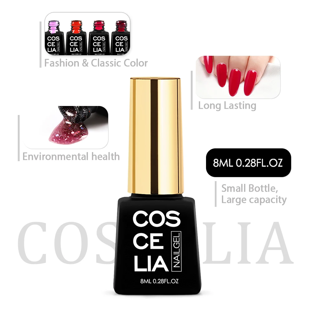 Гель-лак для ногтей COSCELIA, УФ-гель для нейл-арта, 40 цветов, 8 мл, лак, замачиваемый, Полупостоянный лак для ногтей, верхнее Базовое покрытие для ногтей