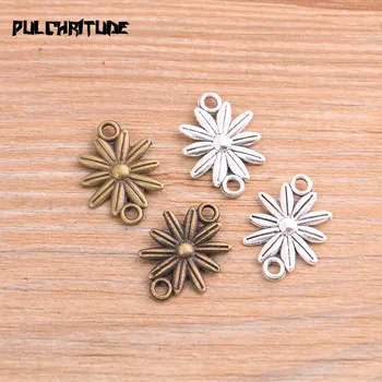 

PULCHRITUDE 30PCS 14*20mm 2020 New Product Two Color Flower Charms Connector Jewelry Metal Alloy Jewelry Marking