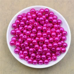 Elegant Round Pearl Beads for DIY Jewelry Crafting - Assorted Sizes (Rose red)
