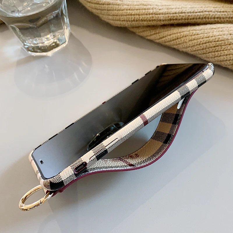 Роскошный брендовый модный напульсник чехол для телефона для IPhone 11 Pro XS Max 7 8 6S Plus премиум-бренд в клетку для IPhone 11 чехол-накладка на заднюю панель