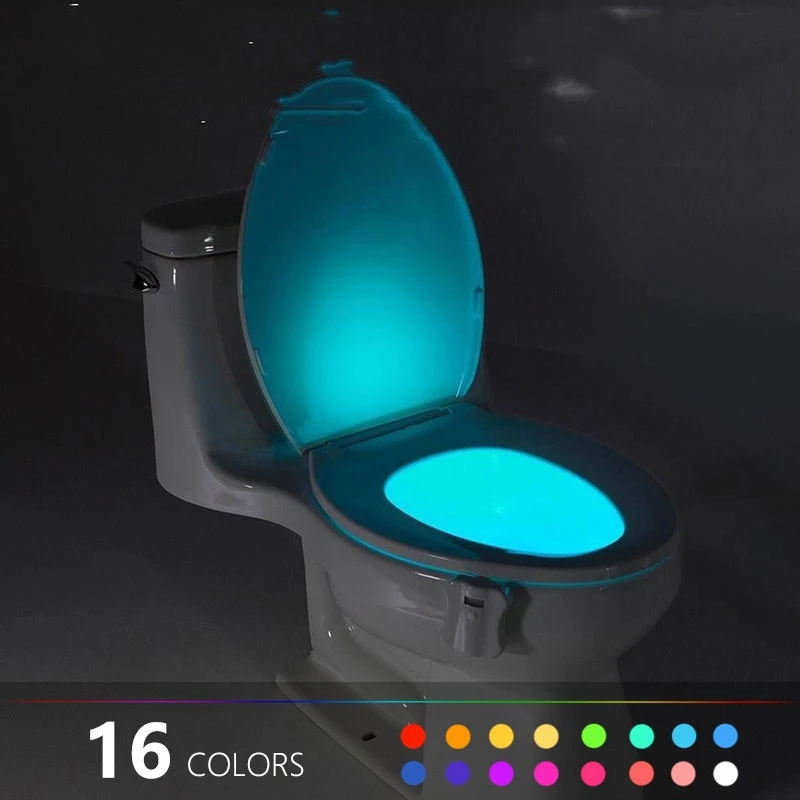 Inteligente Movimiento Pir Sensor Asiento Inodoro Noche Luz 8 Colores Agua Para