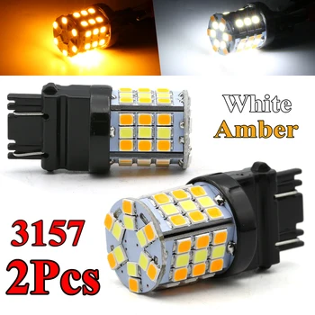 

New 3157 LED Switchback Turn Signal DRL Parking Light Bulbs White/Amber