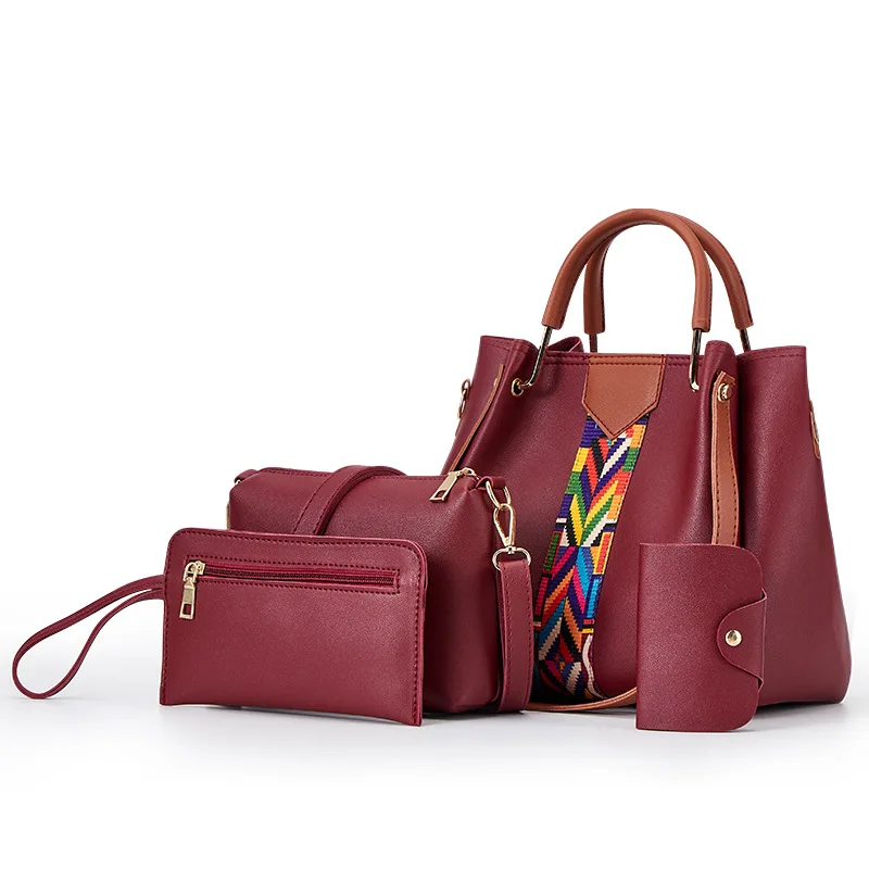 4 шт./компл. ручная сумка для женщин сумки через плечо для дам модная кожанная женская сумка повседневная сумка-шоппер сумка Sac Femme - Цвет: XB029 DRD