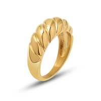 High Grade 18 K 316L Stainless Steel with Gold Color Tarnish Free Croissant Chunky Gold Rings for Women Ladies Vintage Ring 1
