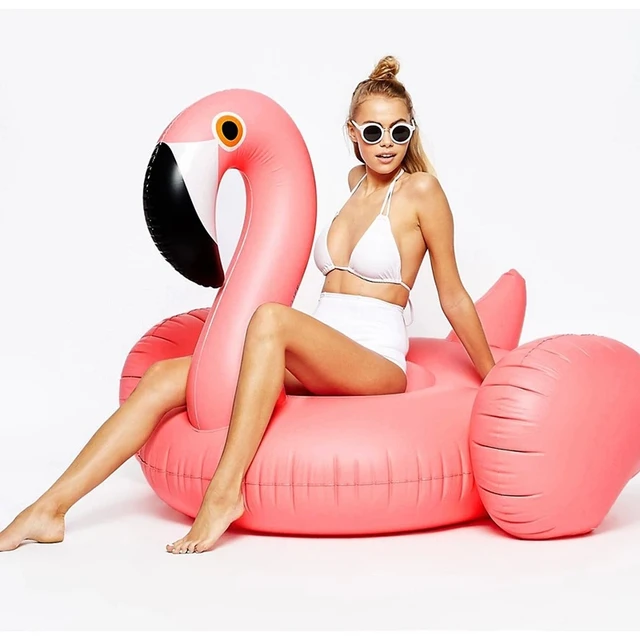 60 Inches Giant Summer Toys Inflatable Rose Gold Flamingo Swan Ride-on Swimming Pool Games Water Mattress Floats For Adult Pool 2